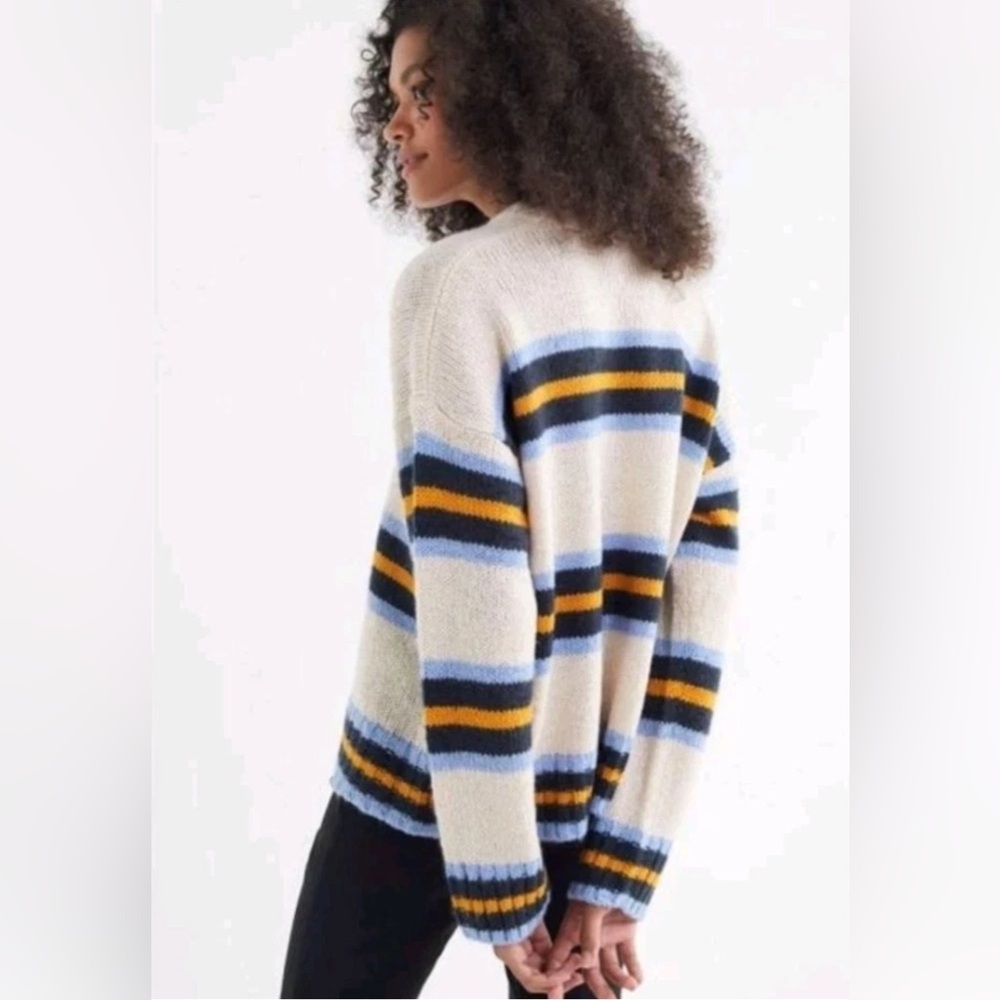 URBAN OUTFITTERS Women's Striped Sweater Boyfriend Crew Neck